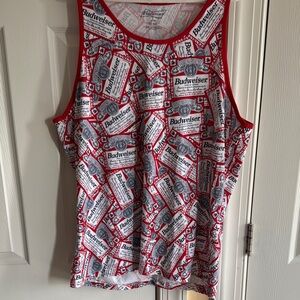 Budweiser Red and White Sleeveless Tank Top, Large